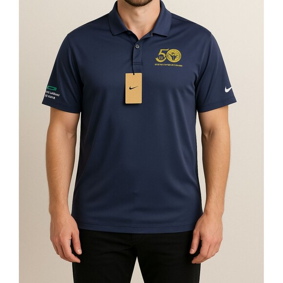 Nike Dri-Fit Men’s Polo Shirt Medium Navy Special Olympics Florida 50th NWT - Picture 1 of 13